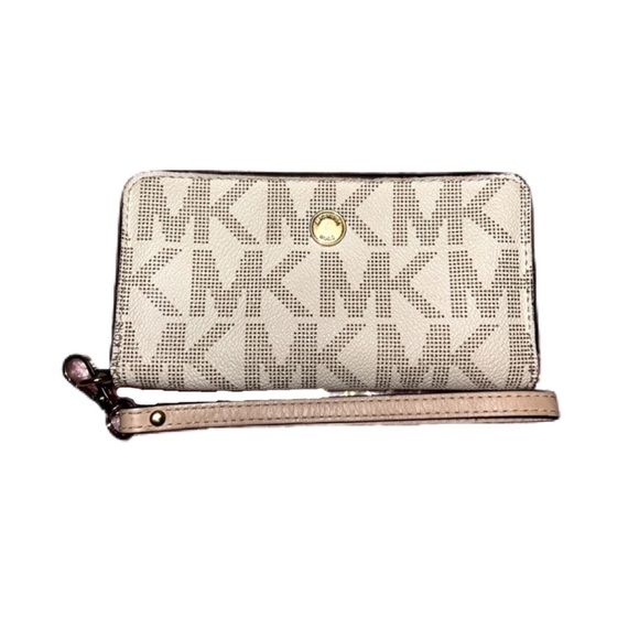 MICHAEL KORS MONOGRAM BEIGE WALLET - Picture 1 of 15